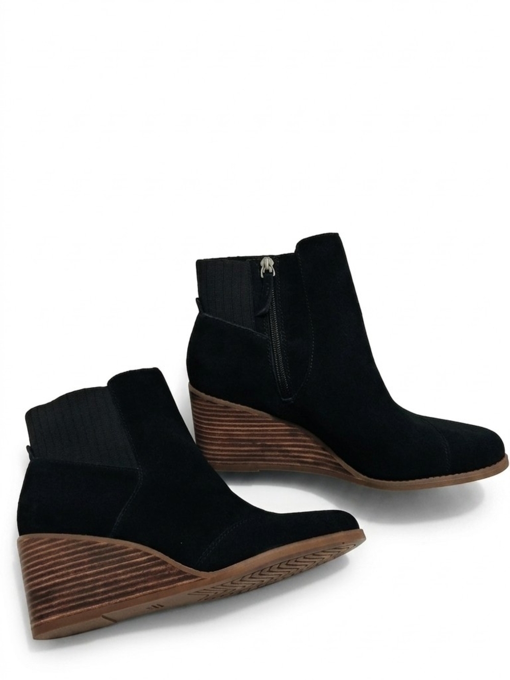 Women's Black Wedge Ankle Boots - Suede Look TOMS